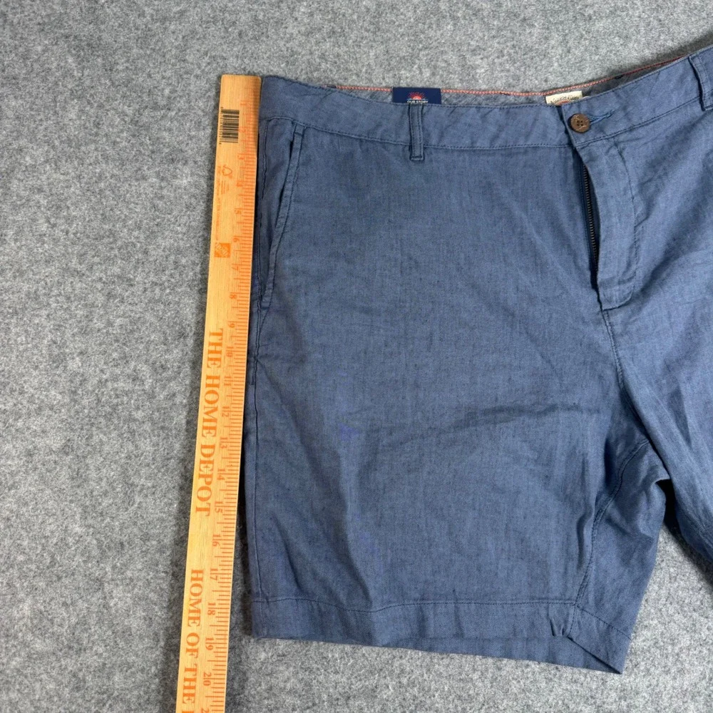Faherty Tradewinds Shorts Mens 42 Blue Linen Organic Cotton 7.5 Inseam NWT